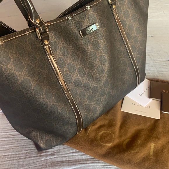 💯Authentic Gucci Coated Canvas Tote - Picture 8 of 12